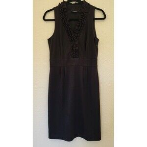 Just Taylor Dress Womens Size 8 Black Knee Length Ruffled V Neck Party Goth